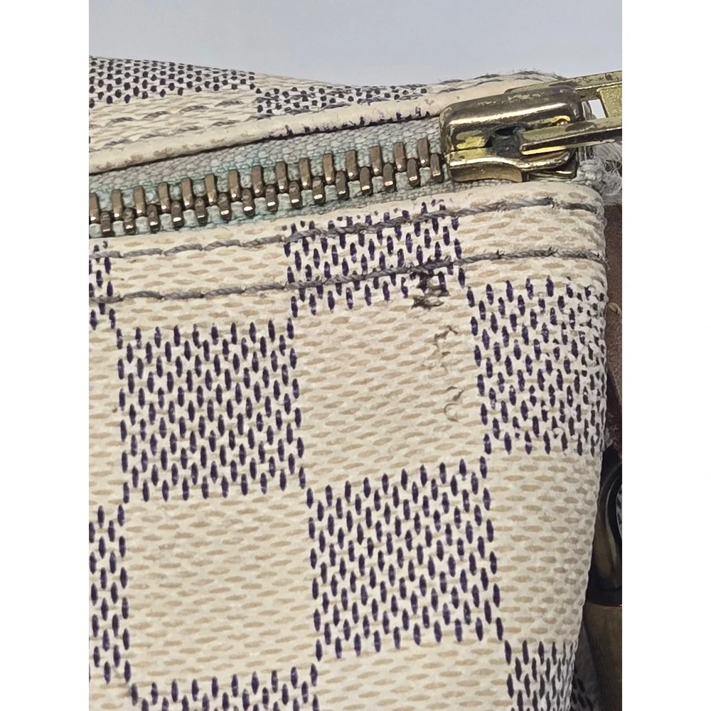 Louis Vuitton Speedy 30 Damier Azur Canvas Satchel Bag White Blue SD2151